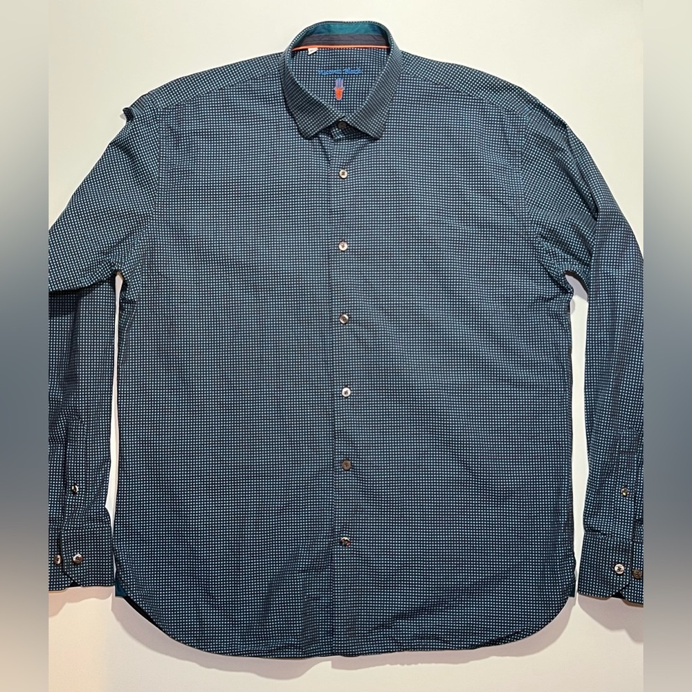 Visconti Black Long Sleeve Button Down Shirt, XL, Blue/Black